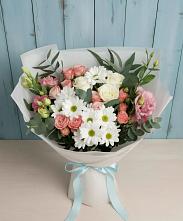 Букет цветов из:  Розы, Лизиантусы и Хризантемы в Рязановский