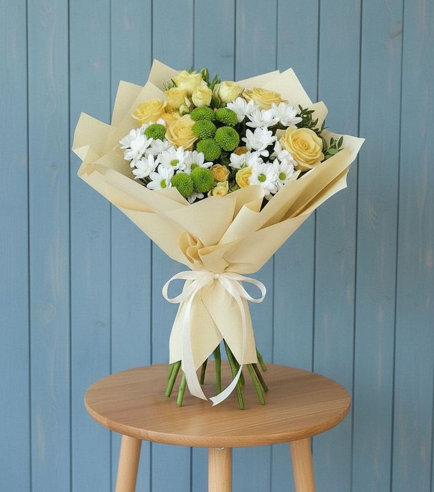 Букет цветов из: Хризантемы и Розы в Рязановский