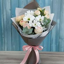 Букет цветов из:  Хризантемы и Розы в Рязановский