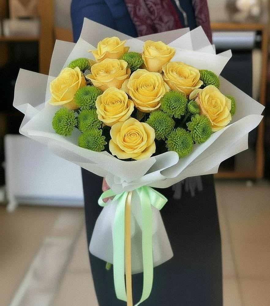 Букет цветов из: Хризантемы и Розы в Рязановский