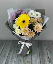 Букет цветов из:  Розы, Герберы и Хризантемы в Рязановский