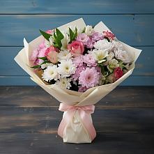 Букет цветов из:  Хризантемы, Альстромерии и Розы #REPLACE_PRED# Рязановский