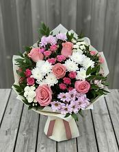 Букет цветов из:  Альстромерии, Гвоздики, Розы и Хризантемы #REPLACE_PRED# Рязановский