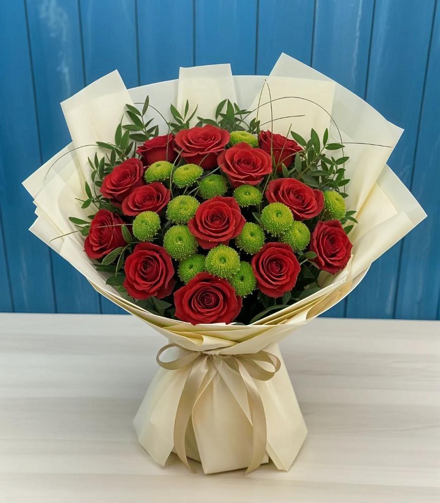 Букет цветов из: Розы и Хризантемы в Рязановский